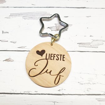 Sleutelhanger Liefste Juf - rond