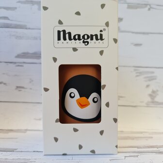 Silicone beker met deksel en rietje - Pinguin - oker