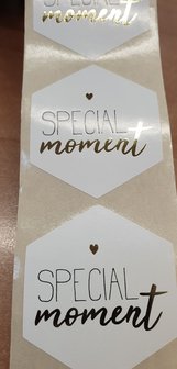 Sticker - Special Moment - wit met zwarte &amp; gouden opdruk - (5 stuks)