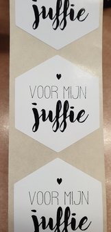 Sticker - voor mijn juffie - wit met zwarte - (5 stuks)