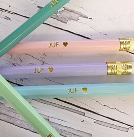 Set van 5 potloden voor juf Set van 5 potloden voor juf