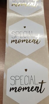 Sticker - Special Moment - wit met zwarte & gouden opdruk - (5 stuks)